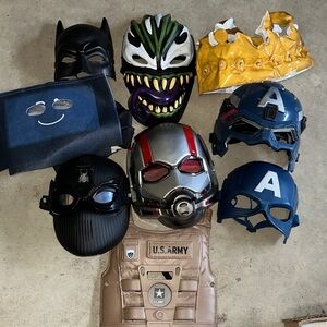 Kids Superhero & Character Mask Set - Blue, Black, Yellow, Green, Silver